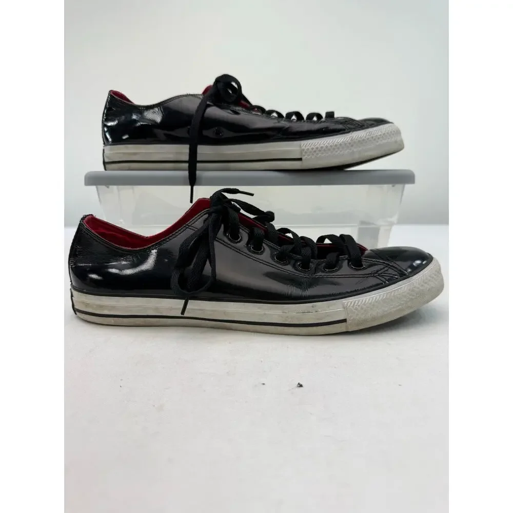 Converse All Star Vintage Y2K Black Patent Crinkle Leather Sneakers Men’s 11 Low